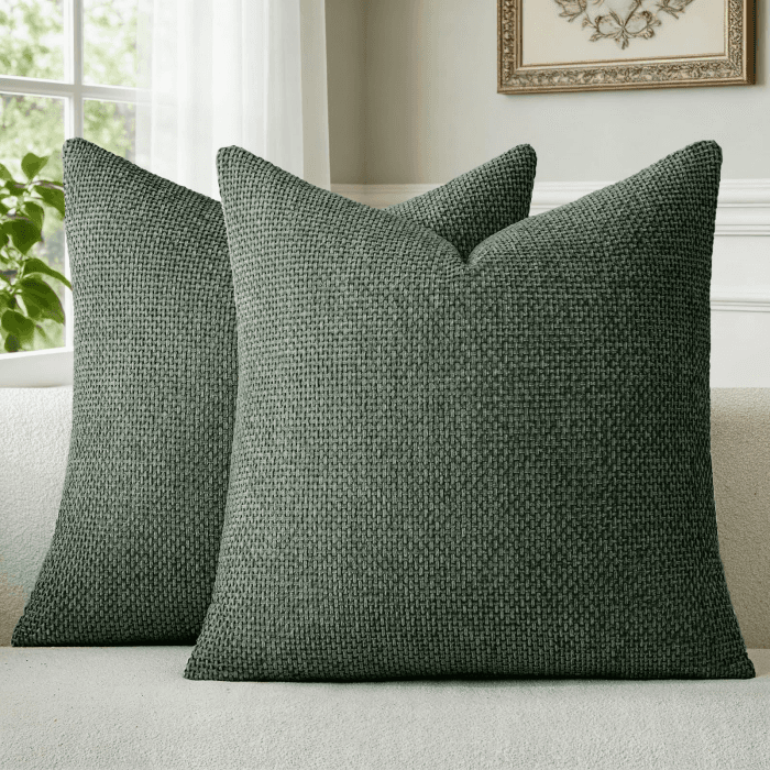 a moment Kissenbezug 40x40 Dunkelgrün Chenille 2er Set Dekokissen Kissenbezüge Muster Sofakissen Zierkissen Couchkissen Deko Waschbar Flauschig Kissenhülle für Sofa Wohnzimmer Kinderzimmer Dunkelgrün 40 x 40 cm, 2 Stück Angebot bei HelloDeals