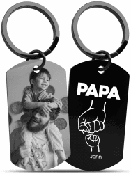 Meinearmbänder Schlüsselanhänger personalisiert mit Foto & Gravur – Schwarz/Weiß Bild – Geschenk für Papa, Partner, Legendärer Papa, Papa & Kinder – Gewünschte Botschaft – Schlüsselanhänger mit Bild Vater & Kinder 1–4 Angebot bei HelloDeals