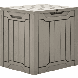 YITAHOME Außengebrauch Harz-Speicherbox 31 Gal, wasserdichte Terrassen-Deckbox für Kissen und Gartengeräte, sicher verschließbar, hellbraun Hellbraun 118L Angebot bei HelloDeals