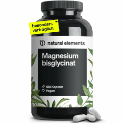 natural elements Magnesium Bisglycinat - Premium: Chelatiertes Magnesium - 180 Kapseln - 300mg elementares Magnesium pro Tagesdosis - Laborgeprüft, vegan, hochdosiert Angebot bei HelloDeals