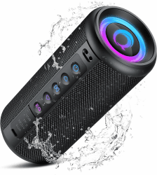 Bluetooth Lautsprecher, 2026 Musikbox Bluetooth 5.4 mit RGB Lichter, Tragbarer Lautsprecher Freisprechfunktion für Phone, 30h Akku, IP7 wasserdicht Fantastischer Sound Geeignet Outdoor/Garten/Sport Schwarz glänzend Angebot bei HelloDeals