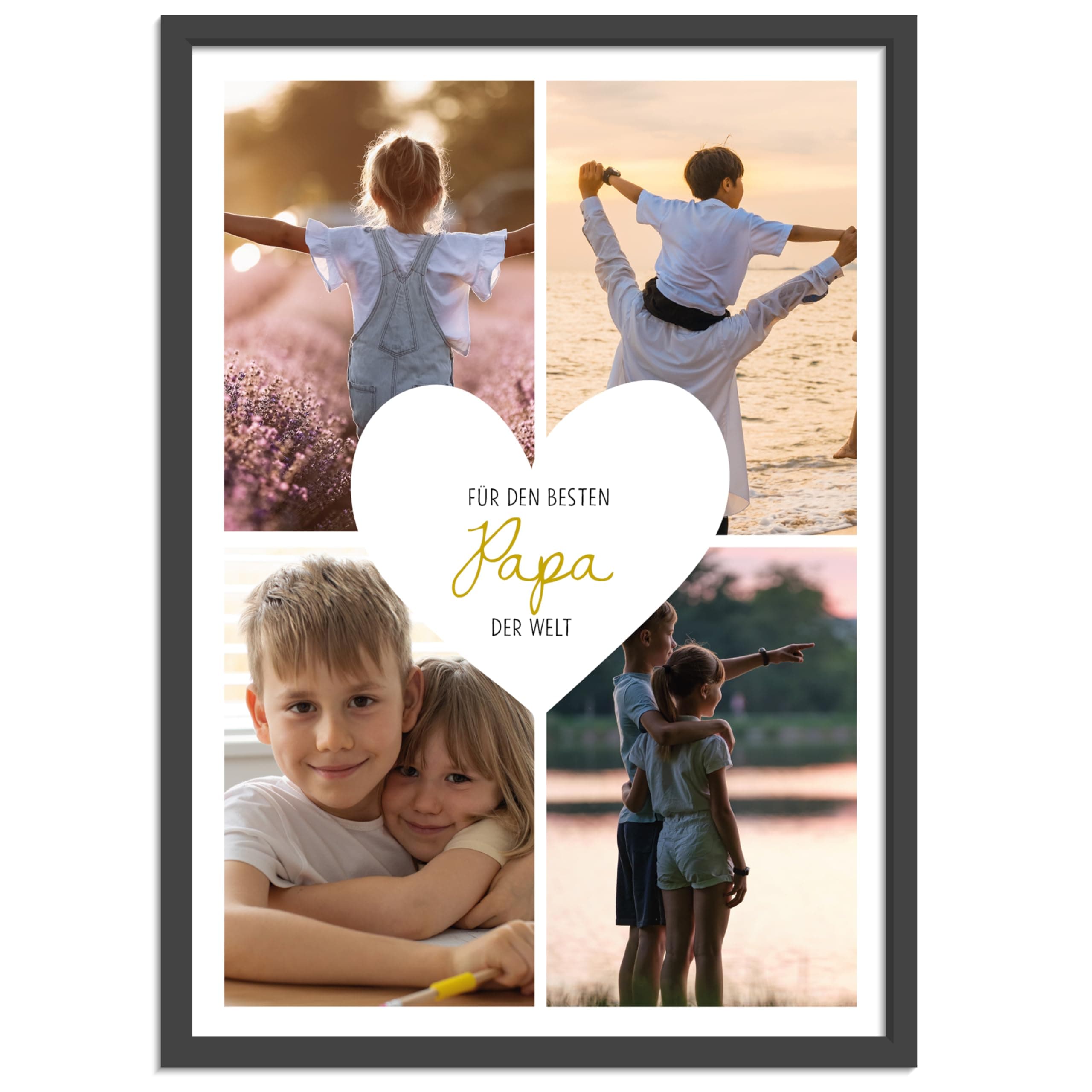 OWLBOOK® Personalisierte Foto Geschenke für Papa - Foto Collage mit 4 Fotos - Papa Geschenk als Geburtstagsgeschenk Vatertagsgeschenke | Bild A4/A3 optional mit Rahmen Papa 4 Bilder Angebot bei HelloDeals