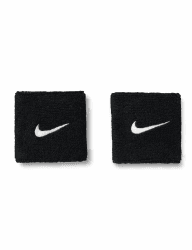 Nike Swoosh Classic Wristbands 2er Pack Schweißbänder Tennis Fitness Running Handgelenkbänder Sport Einheitsgröße Black/White Angebot bei HelloDeals