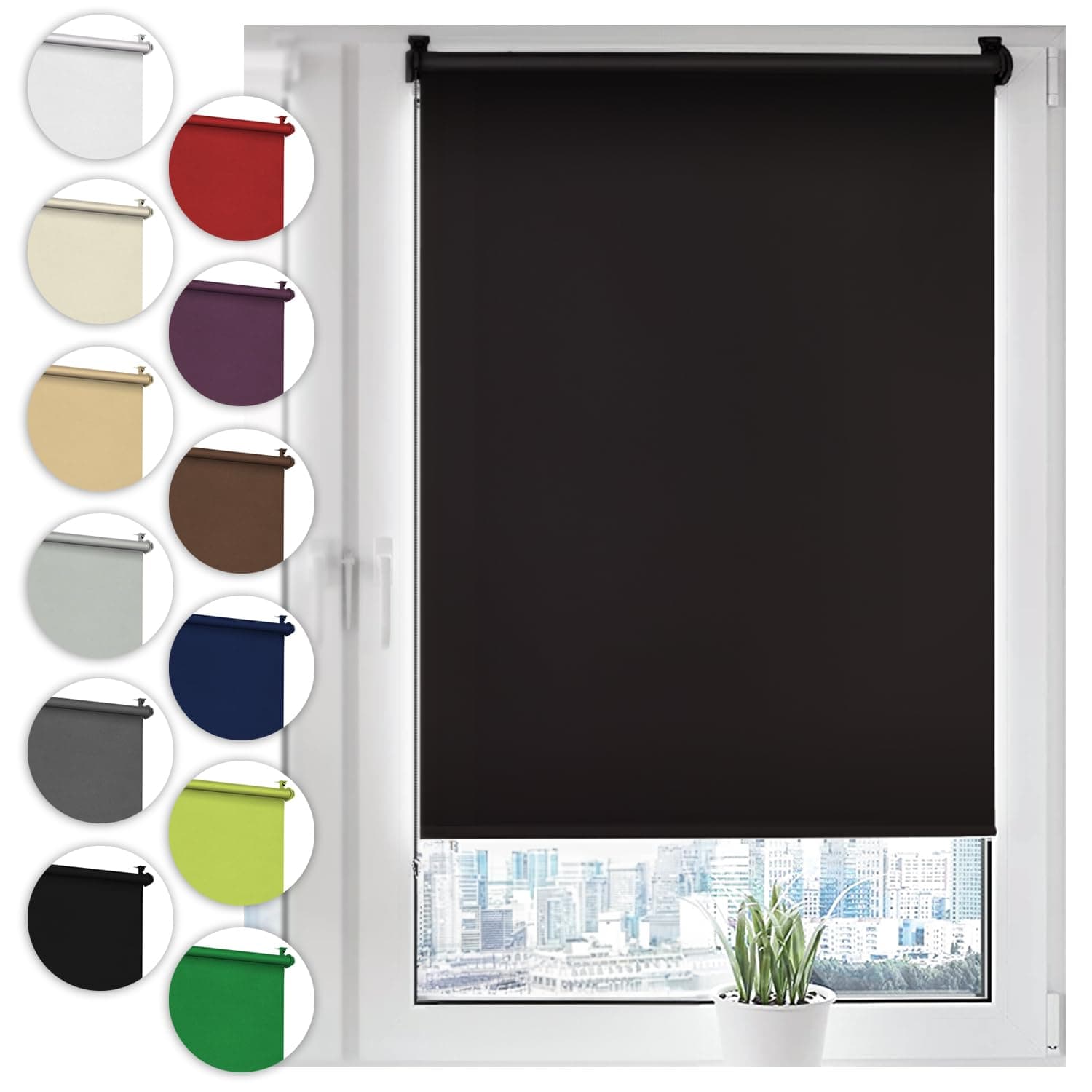 Verdunkelungsrollo Klemmfix ohne Bohren 120cm x 130cm Schwarz Verdunklungsrollo Fensterrollo Rollo Seitenzugrollo Klemmrollo für Fenster & Tür Schwarz B120 x H130 cm Angebot bei HelloDeals