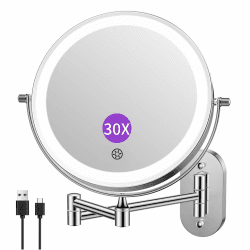 FUNTOUCH 4000mAh Wiederaufladbar Kosmetikspiegel mit Beleuchtetung, 1X 30X Spiegel Vergrößerung Wandmontage, Dimmbarer Rasierspiegel 3 Farben, Touchscreen, 360° Drehbar, Schminkspiegel für Badezimmer Silber-1x 30x-4000mah Angebot bei HelloDeals