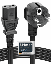 SEPO Kaltgerätekabel [1m/2m/3m/5m] – CEE 7/7 auf IEC C13 – 0,75mm² Stromkabel – PC, Monitor, Beamer, TV, Drucker – Netzkabel mit Schutzkontaktstecker – CE & RoHS Zertifiziert Angebot bei HelloDeals