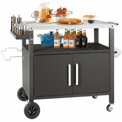 Kendane Grilltisch mit Großer Arbeitsfläche | Grill Beistelltisch, Outdoor Grill Trolley, Grilltisch Outdoor, Edelstahl Tischplatte Outdoor Garten Trolley Silber/Schwarz 112*59*82cm Angebot bei HelloDeals