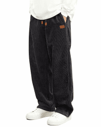 HMIYA Cord Hose Herren Chinohose Regular Weites Bein Hosen Mode Freizeithose Baumwolle Elastische Taillemit Taschen Schwarz M Angebot bei HelloDeals