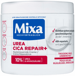 Mixa Creme für trockene und rissige Haut, Feuchtigkeitspflege für den Körper, Hände und Gesicht, Mit Urea und Niacinamide, Urea Cica Repair + Hauterneuernde Creme, 1 x 400 ml Angebot bei HelloDeals
