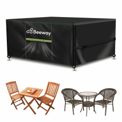 BEEWAY Gartenmöbel Abdeckung Wasserdicht, Schutzhülle Abdeckplane für Gartentische Terrassenmöbel Möbelsets - 420D Oxford Gewebe, Anti-UV, Winterfest, 125 x 63 x 73cm Schwarz 125x63x73cm Angebot bei HelloDeals
