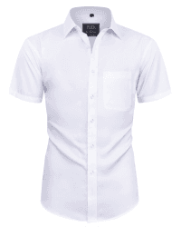 siliteelon Herren Kurzarm Hemden Casual Regular Fit Bügelfrei Business Hemd Faltenfrei Formales Hemd mit Tasche S A-weiß Angebot bei HelloDeals
