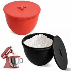 2er Set Silikoneinsatz mit Deckel - kompatibel mit KitchenAid/Kitchen Aid Schüssel/Rührschüssel 4,8 L(5 Qt), Rührschüssel mit Deckel, Teigschüssel-Einlage, Schüssel-Einsatz (Liner) Rot/Schwarz 4,8 L (5 Quart) 2 Angebot bei HelloDeals