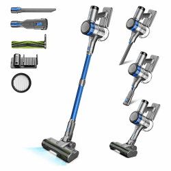 Dzaki Akku-Staubsauger, 45KPa Stabstaubsauger Kabellos Beutellos mit Display, Laufzeit, Herausnehmbarer Akku, Kabelloser Akkusauger für Hartböden Tierhaare Teppich Auto Grau Angebot bei HelloDeals