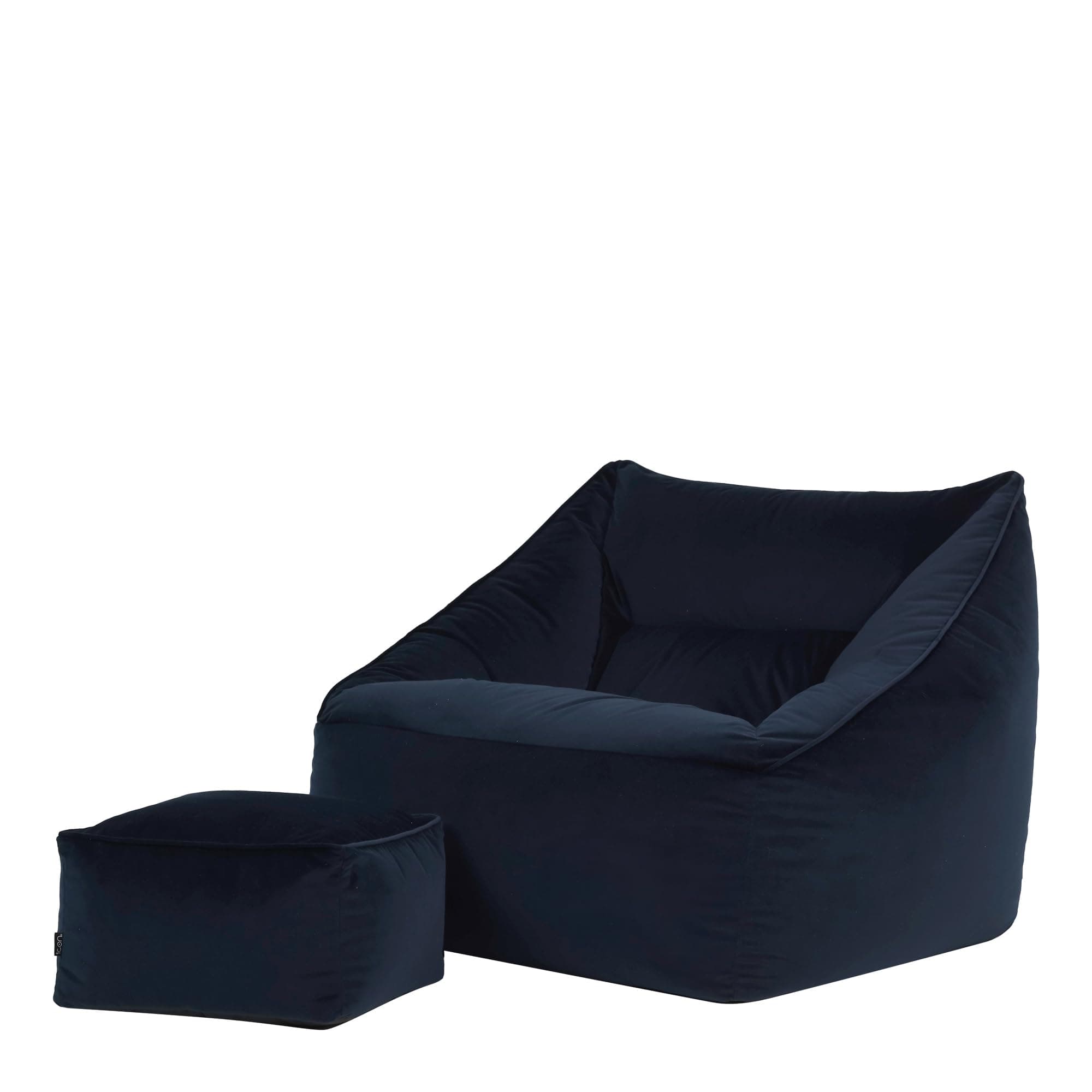 Icon Natalia Sitzsack Sessel mit Hocker für Erwachsene, Dunkelblau, Flauschiger Samtstoff, Riesen Sitzsack Samt mit Füllung, Bean Bag Chair, Bequemer Sessel Wohnzimmer, Lounge, Schlafzimmer, Büro Dunkelblau Sitzsack + Hocker Angebot bei HelloDeals