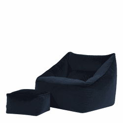 Icon Natalia Sitzsack Sessel mit Hocker für Erwachsene, Dunkelblau, Flauschiger Samtstoff, Riesen Sitzsack Samt mit Füllung, Bean Bag Chair, Bequemer Sessel Wohnzimmer, Lounge, Schlafzimmer, Büro Dunkelblau Sitzsack + Hocker Angebot bei HelloDeals