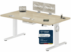 Devoko Höhenverstellbarer Schreibtisch 160x80cm mit Typ-C Ladeanschluss, Schreibtisch Höhenverstellbar Elektrisch, Mobiler Elektrisch Computertisch mit Kabel Management Tray, Eiche 160 x 80 cm Eiche Angebot bei HelloDeals