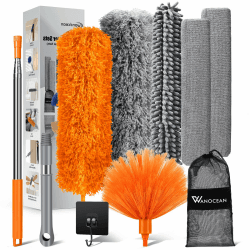 Staubwedel Teleskop Waschbar,10 Stücke Staubwischer Waschbar Spinnwebenbesen, Staubwedel mit Teleskopstange Lang Ausziehbar bis 250cm für Spinnenweben Hohe Decken (Orange + Grau) Angebot bei HelloDeals