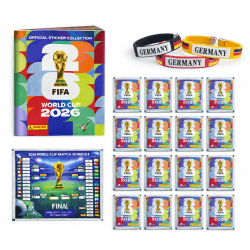 XXL Fan Starterset WM 2026 – Original Panini Sticker Album, Extra 1x Spielplan & 3x Deutschland Armbänder (1 Tüte / 13 Sticker Set) Eigenmarkenbundle Angebot bei HelloDeals