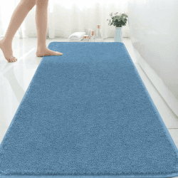 Rururug Badezimmermatte Weiche Mikrofaser Badematte, Badezimmerteppich Groß Bad Teppich 150x60cm, rutschfeste Waschbar Badvorleger, Blau Blau 60 x 150 cm (Rechteckig) Angebot bei HelloDeals