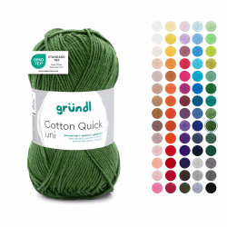 Gründl Wolle Cotton Quick uni - dünne Wolle zum Häkeln - Strickgarn - Häkelgarn - Glänzend und hautfreundlich - 100% Baumwolle - 1 Knäuel 50 g / 125 m - Nadelstärke 3-4 - moos moos 1 x 50g Angebot bei HelloDeals