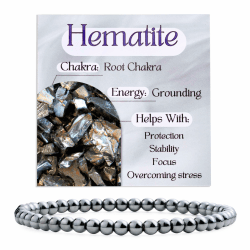 Bivei Kristall Armband für Frauen 4mm Perlen Halbedelstein Natürlicher Stein Dehnbarer Elastischer Schmuck Yoga Geschenke Hämatit - erdend 18.5cm Angebot bei HelloDeals