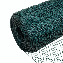 VOUNOT® Maschendrahtzaun Sechseckgeflecht, Drahtzaun Hasendraht Kaninchendraht Hühnerdraht, Maschenweite 13 mm, Höhe 100 cm, Länge 25 m, PVC-Beschichtet Grün Pvc-beschichtet Grün MW: 13mm, 1 x 25M (HxL) Angebot bei HelloDeals