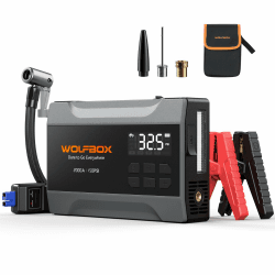 WOLFBOX 2000A Starthilfe Powerbank für PKW mit Luftkompressor 150 PSI, 10000 mAh Kapazität, für 5L mit LED-Bildschirm und 200 Lumen Notlicht 2000A&10000mAh Angebot bei HelloDeals