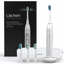 Lächen Sonic elektrische Zahnbürste Schallzahnbürste - RM-T8B， mit 4 Aufsteckbürsten und Timer, 3 Modi & 3 Vibrationsstärken mit Reisetasche A-weiß Angebot bei HelloDeals