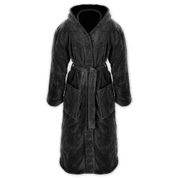 Gräfenstayn® Damen & Herren Kuschelfleece Bademantel mit Kapuze Größe S-XXXL mit Öko-Tex Standard 100 Flanell Fleece XL Schwarz Angebot bei HelloDeals