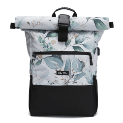 Ela Mo Rucksack Damen - Rolltop schön u. durchdacht - Laptop Rucksäcke für Frauen - Anti Diebstahl Tasche für Schule, Uni, Business (Waterleaf Gold) Angebot bei HelloDeals