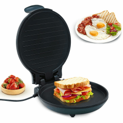 Elektrische Tischgrill, Uten Doppelbratpfanne Grill mit Antihaftbeschichteter Oberfläche, Regelbarer Thermostat, 30cm Bratfläche, 1200W Schnellheizung, BBQ Grill für Pizza, Sandwich, Steak Angebot bei HelloDeals
