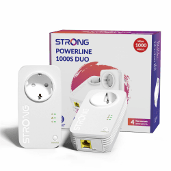 STRONG AV1000 Mbit/s Powerline Adapter Set mit Steckdose, HomePlug AV2 Powerline Ethernet Erweiterung, Gigabit LAN Ports, Plug & Play, Energiesparmodus, ideal für Media Streaming(PL1000S) Perlweiß Angebot bei HelloDeals
