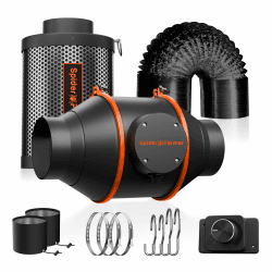 Spider Farmer Rohrventilator 100mm, 4 Inch Abluftset mit RJ12 Drehzahlregler, Aktivkohlefilter Abluft Lüftungsset Kohlefilter, 27W Grow Lüfterset, 205 CFM Belüftungssystem für Growzelt, Growbox 100mm mit RJ12 Drehzahlregler Angebot bei HelloDeals