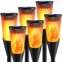 Solarlampen für Außen Gartenfackeln, 6Stück 2Modi Solarleuchten für Draußen,IP65 Wetterfest Fackeln Lampe,Solar Bodenleuchten mit Realistischen Flammeneffekt für Gartenbeleuchtung,Weg,Hinterhöfe,Rasen 6 Stück Angebot bei HelloDeals