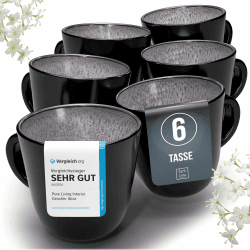 Steingut Kaffeetassen 6 Personen Ibiza TESTSIEGER, Traumhaftes Mediterranes Steingut Tassen Set, Stylisches Tee- und Kaffeebecher Set, Pure Living in Grau Becher (460ml 6x) Grau Angebot bei HelloDeals