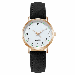 Damenuhr Leder, Damen Analog Quarz Uhr mit Leder Armband, Uhren Damen Einfache Business Klassische Armbanduhr Lässig Quarzuhr Kleideruhr Nachtlicht Schwarz Angebot bei HelloDeals