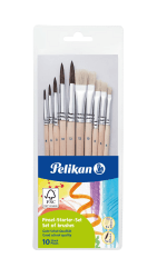 Pelikan Pinsel Starter-Set mit 5 Haar- und 5 Borstenpinseln, für die Schule, 10 Stück Angebot bei HelloDeals