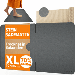 Minismus Badematte Stein 80 x 50 cm Diatomite Stone Bath Mat, Steinmatte Badezimmer, Duschvorleger Schnelltrocknend, XL-Größe Duschmatte Kieselgurmatte (Dunkelgrau) Angebot bei HelloDeals