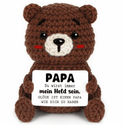 CheriGift Vatertagsgeschenke für Papa, Positive Handgehäkelter Bär Figuren, Papa Geschenk Geburtstag von Tochter Sohn, Bester Papa Vater Geschenke zum Geburtstag Weihnachten Angebot bei HelloDeals