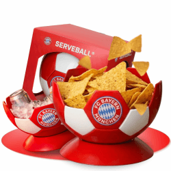 Serveball 'Victory' FC Bayern München Fanartikel - Snackbox mit Fächern für Chips Nachos und Dips - Snackschale mit Getränkehalter - Geschenk für Fußballfans - offizielles Lizenzprodukt Rot/Weiss Angebot bei HelloDeals