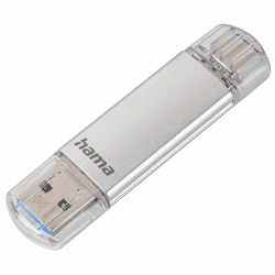 Hama 64GB USB-Speicherstick mit USB 3.2 Gen 1-Type-C (2-in-1 USB-Stick, z.B. für Android Handy, Tablet, Computer, Notebook, MacBook, OTG, 40MB/s) USB-Typ-C Handy-Stick, Doppel Memory-Stick Silber 64 GB Angebot bei HelloDeals