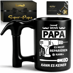 Vatertagsgeschenk für Papa Tasse - 450ML Bester Papa Geschenke Tasse mit Hammergriff Vatertag Geschenk, Lustige Vater Tag Geschenk Geburtstagsgeschenk für Papa, Keramik Kaffeetasse Weihnachtsgeschenke Angebot bei HelloDeals