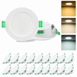 LED Einbaustrahler 230V, 7W LED Spots 68mm - 78mm Lochmaß, 3000K/4000K/6500K Einstellbare Farbtemperatur Deckenspots, IP44 Spots Deckenleuchte Für Küche, Bad, Wohnzimmer, Set of 20 Nicht Dimmbar 20er Set Angebot bei HelloDeals