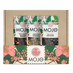 MOJO TEA SET 3x50g mit grünem, schwarzem und Früchtetee - Früchtetee Oma's Likör 50g - Grüner Tee Kaktus-Zitrone 50 - Schwarzer Tee Pina Colada 50g - Premium Tee 150g, dekorative Box Angebot bei HelloDeals