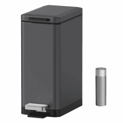 Mbillion Mülleimer Bad 10 Liter Slim Design Treteimer mit starkem Pedal, Edelstahl Rechteckiger Mülleimer Dunkelgrau grau 10L Angebot bei HelloDeals
