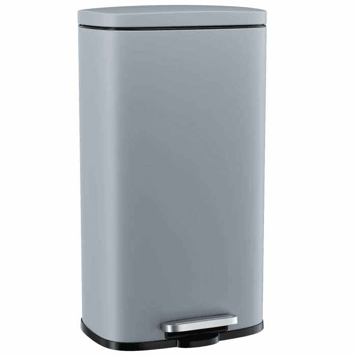 Clevich Mülleimer 50L aus Stahl, Abfalleimer, Tretmülleimer mit Soft-Close Deckel, Fußpeda, abnehmbarer Inneneimer aus Kunststoff, für Küche, Badezimmer, Büro - Grau Grau 50L Angebot bei HelloDeals