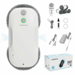 Tosima fensterputzroboter mit bidirektionalem ultraschall-zerstäubungs-wasserstrahl und 85ml-wassertank fensterroboter mit starker saugkraft für gründliche Reinigung Fenster aktualisierte Version 2026 Weiß Angebot bei HelloDeals