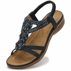 Littleplum Damen Sandalen Sommer Flach Sandalette Bohemia Strand Sandalen 39 EU Blau Angebot bei HelloDeals