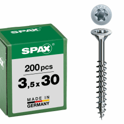SPAX Universalschraube, 3,5 x 30 mm, 200 Stück, T-STAR plus, Senkkopf, Teilgewinde, 4CUT, WIROX A3J, blank verzinkt, 0191010350303 3,5 x 30 mm 200 Angebot bei HelloDeals