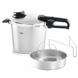 Fissler Vitavit Premium/Schnellkochtopf (6 L, Ø 22 cm) Edelstahl-Dampfkochtopf,4-Garstufen, Inkl. Einsatz - Made in Germany, Induktion ohne Buch Angebot bei HelloDeals